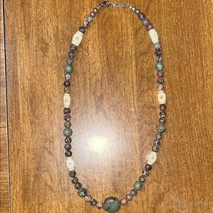 Artisan Beaded Necklace with Authentic Turquoise and other Natural Stones Unisex